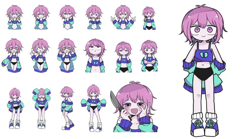 1girl, @_@, ahoge, aqua_jacket, arms_behind_back, blush, caramelldansen, chibi