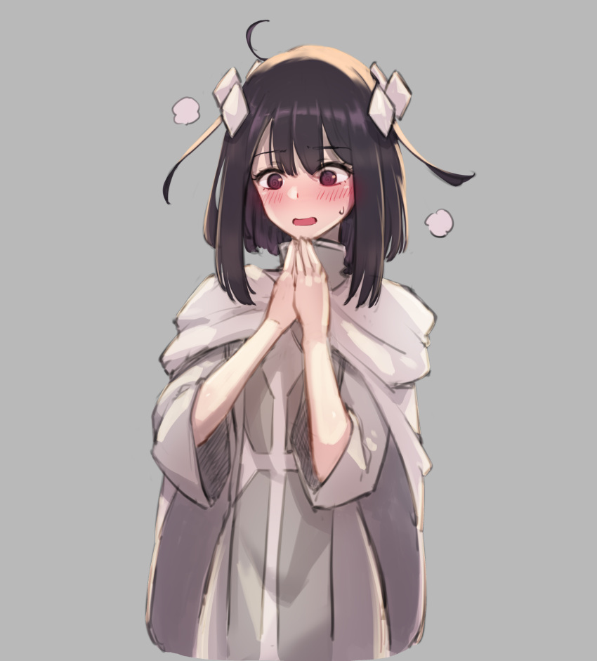 1girl, @_@, absurdres, ahoge, along_(user_kjse4325), black_eyes, black_hair, blunt_bangs