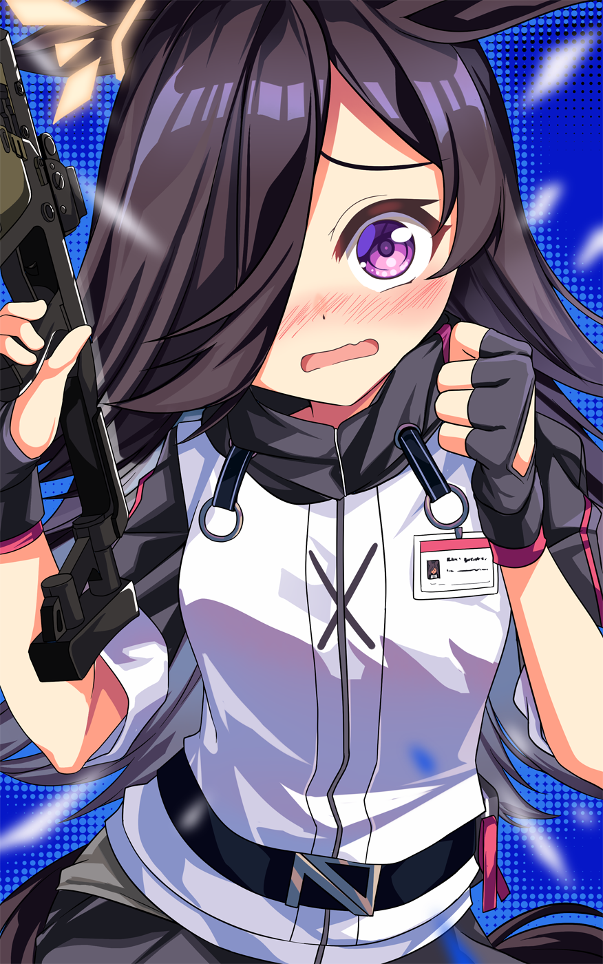 1girl, animal_ears, arknights, belt, black_belt, black_gloves, black_skirt, blush