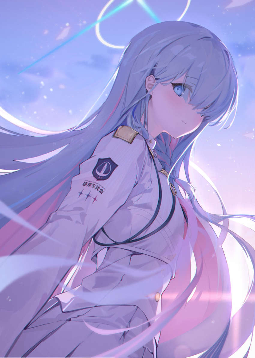 1girl, blue_archive, blue_eyes, blue_hair, blue_halo, blush, closed_mouth, colored_inner_hair