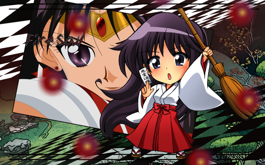 bishoujo_senshi_sailor_moon, black_hair, broom, chibi, hino_rei, long_hair, miko, sailor_mars