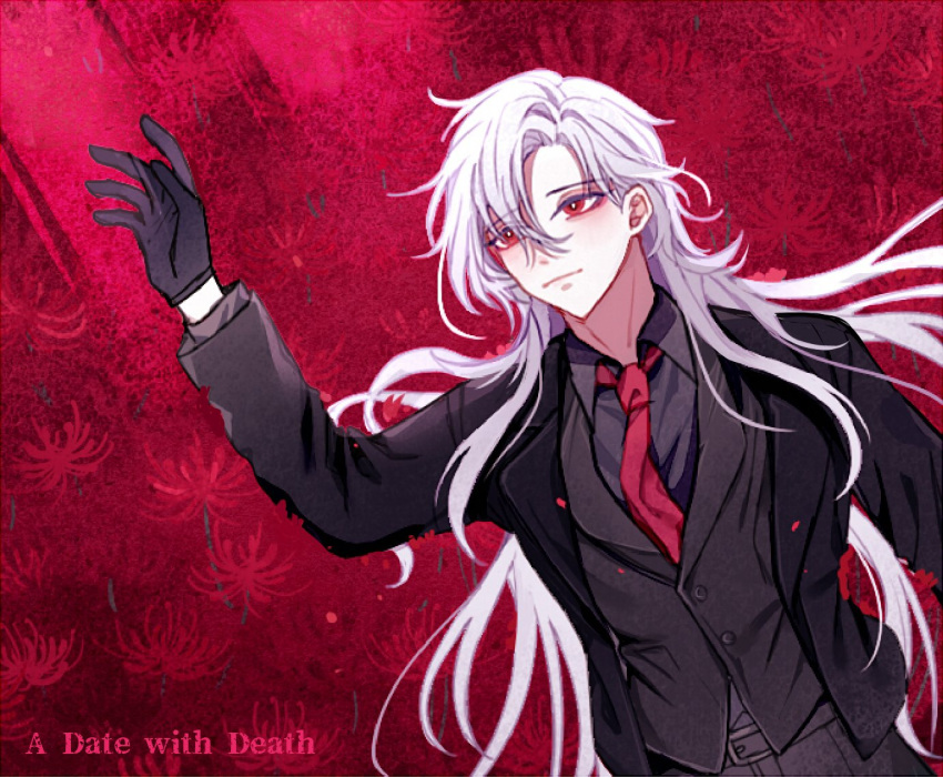 1boy, a_date_with_death, belt, black_shirt, casper_(a_date_with_death), cowboy_shot, long_hair, male_focus