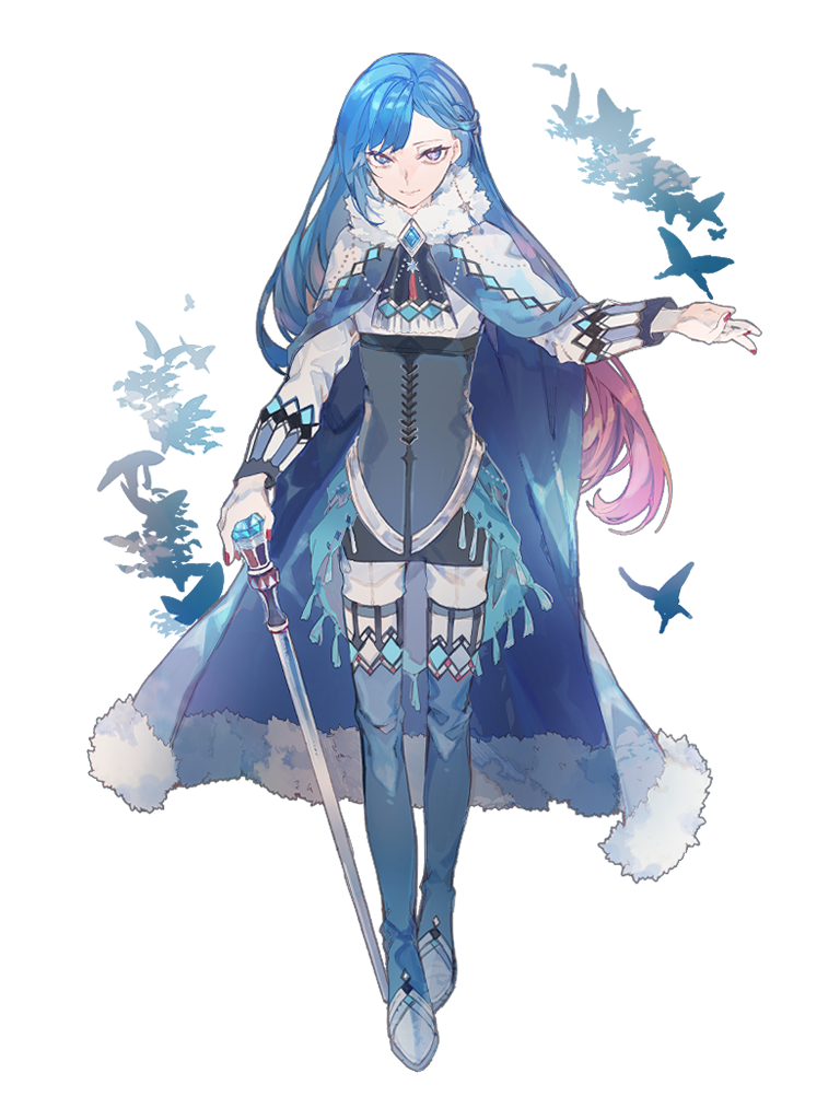 1boy, alba_alfurira, blue_cape, blue_hair, cane, cape, dairoku_ryouhei, full_body