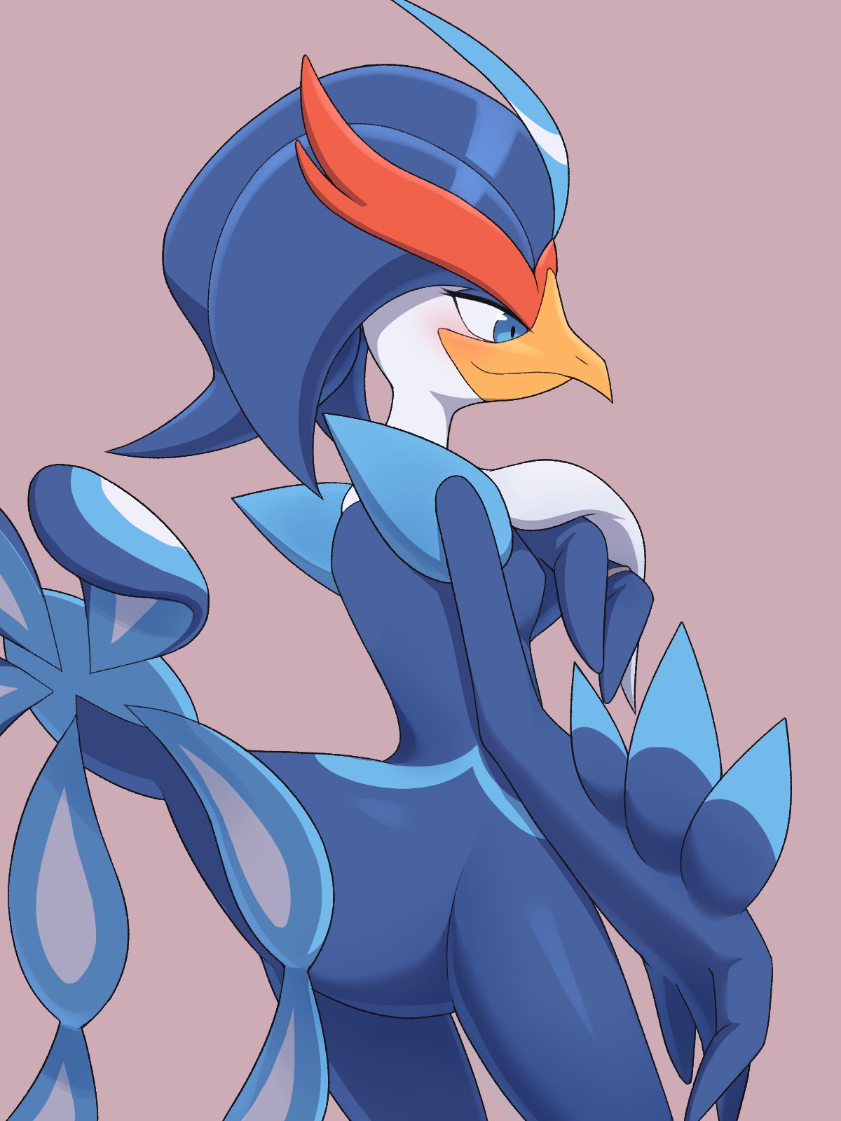 beak, blue_eyes, brown_background, from_side, highres, kajinchu, pokemon, pokemon_(creature)