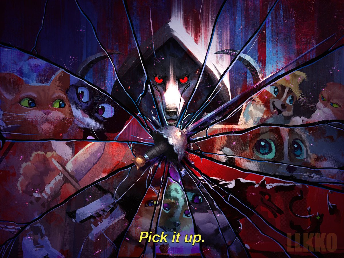 1girl, 3boys, animal_ears, animal_nose, artist_name, black_cape, black_cloak, black_headwear