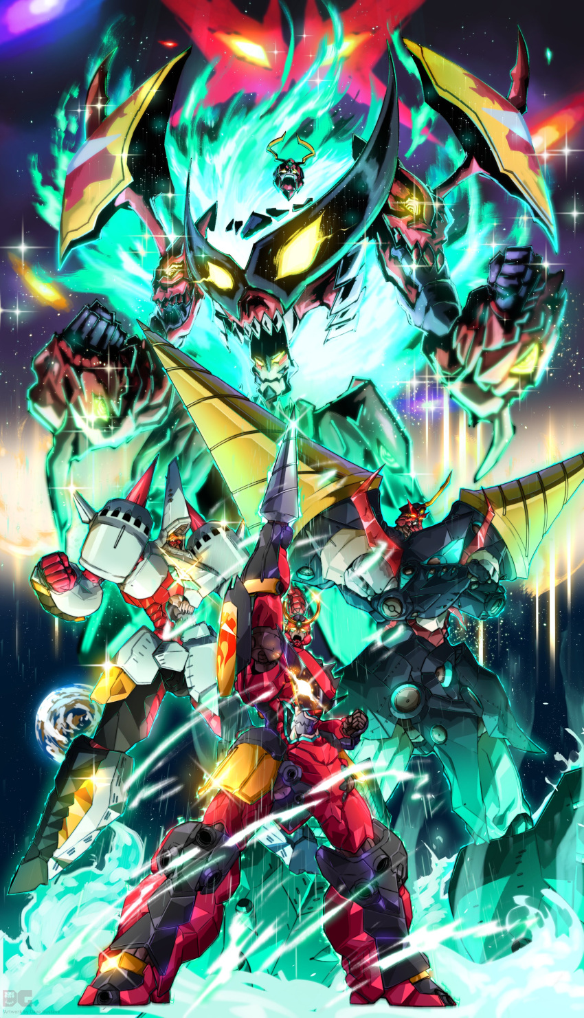 absurdres, arc_gurren-lagann, chou_tengen_toppa_gurren-lagann, chouginga_gurren-lagann, clenched_hands, crossed_arms, dave_gustave, drill
