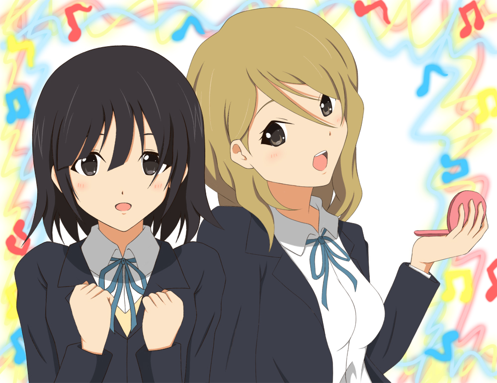 asakura_nagi, black_eyes, black_hair, blazer, blush, brown_hair, extra, girl_with_long_skirt_(k-on!)