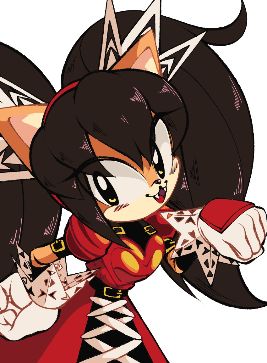 1girl, :3, absurdres, animal_ears, armor, belt, black_hair, blush