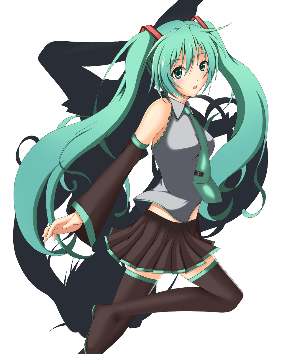 aqua_eyes, aqua_hair, asakura_nagi, blush, detached_sleeves, hatsune_miku, highres, long_hair