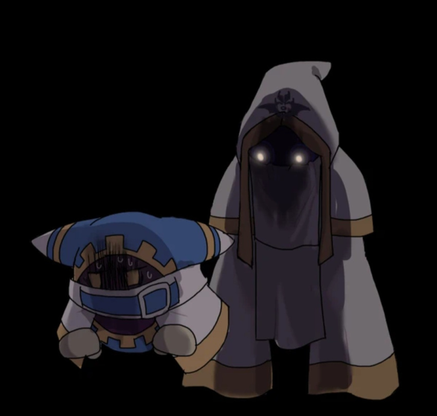 2boys, animal_ears, belt, belt_collar, black_background, blue_belt, blue_headwear, blue_hood
