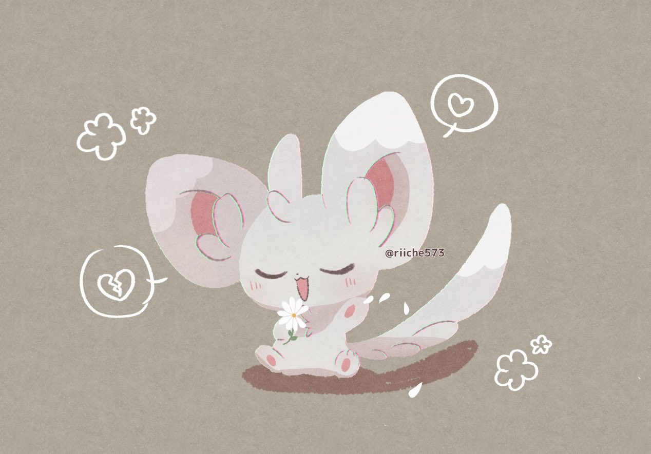 :d, blush, chira_(riiche573), closed_eyes, commentary_request, flower, flower_(symbol), full_body