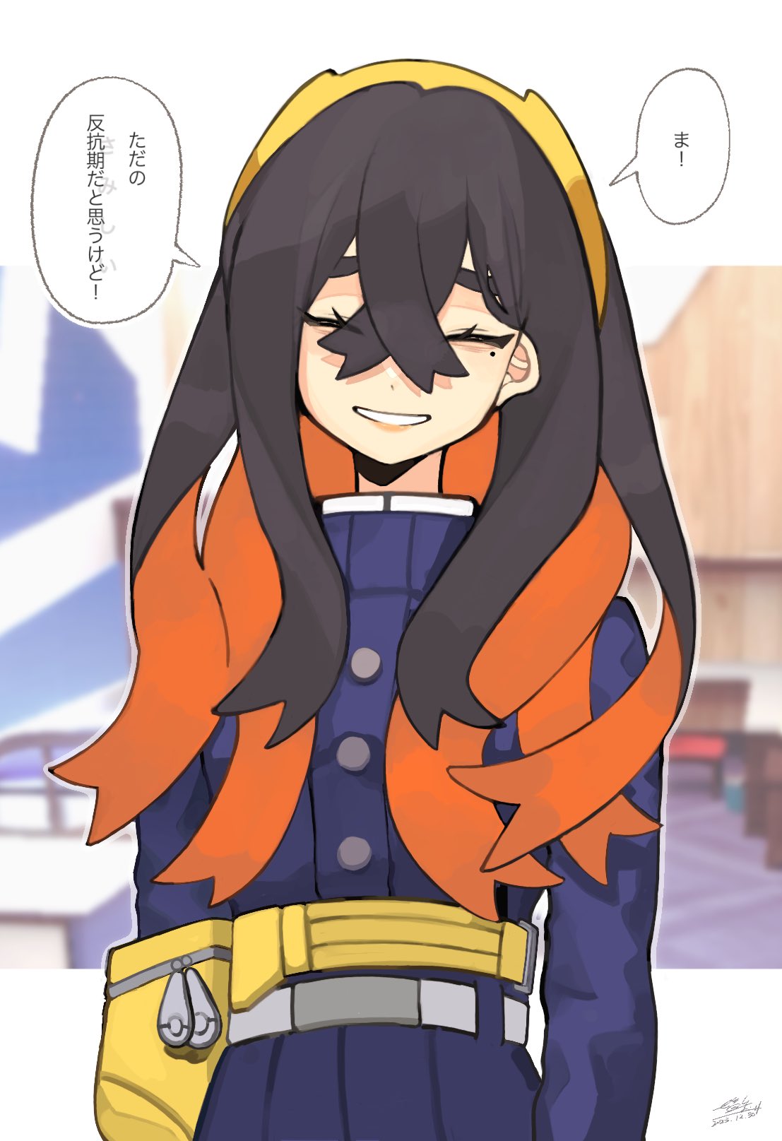 1girl, 217_shion_407, black_hair, blue_gakuran, blue_jacket, blueberry_academy_school_uniform, buttons, carmine_(pokemon)