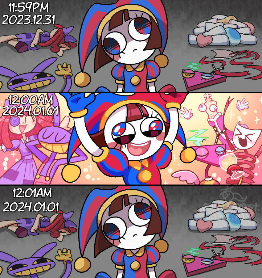 >_<, 1other, 2023, 2024, 2boys, 3girls, alcohol, animal_ears