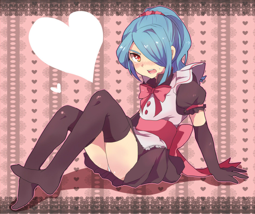 asprach, blue_hair, blush, hair_over_one_eye, inazuma_eleven, kazemaru_ichirouta, maid, male