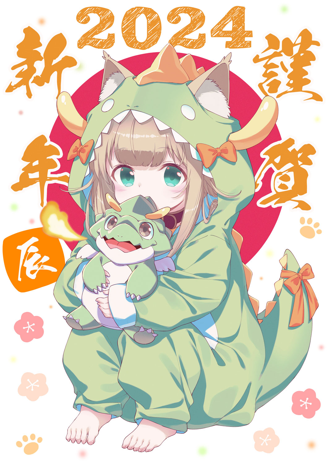 1girl, 2024, 40hara, animal_collar, animal_ear_fluff, animal_ears, aqua_eyes, barefoot