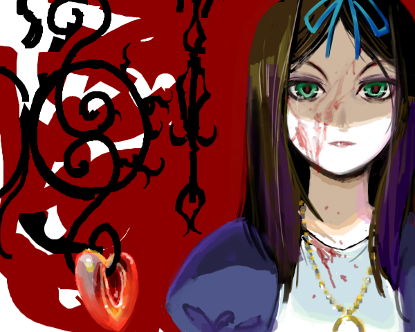 alice_(wonderland), american_mcgee's_alice, american_mcgee's_alice, blood, ein_(artist), ein_(long_cake), green_eyes, heart