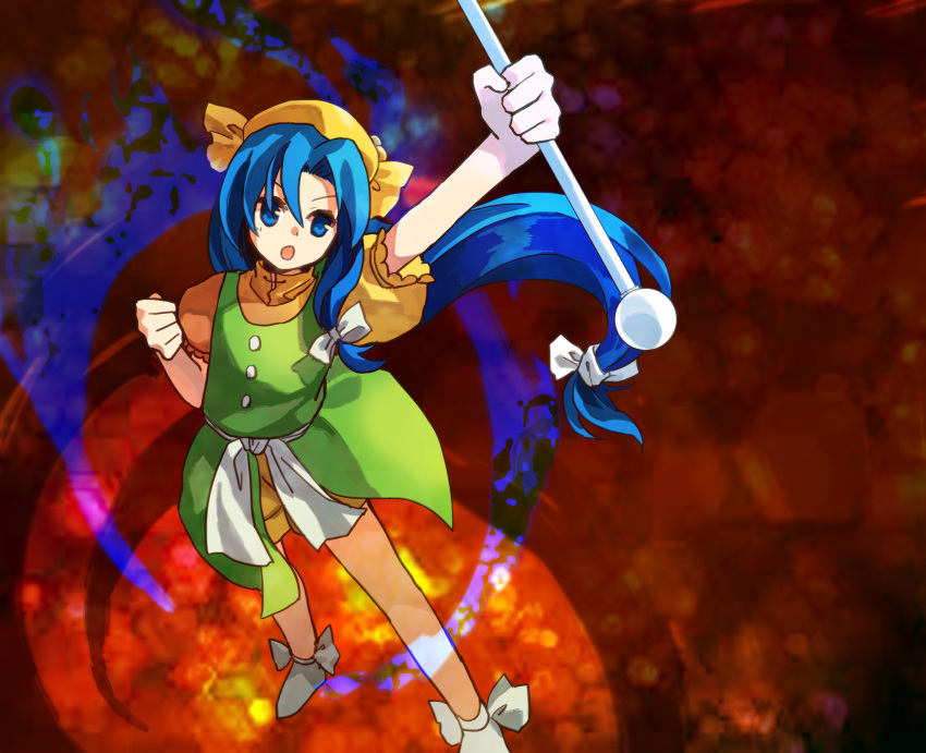 1girl, absurdres, arm_up, bow, commentary_request, flat_chest, full_body, green_vest