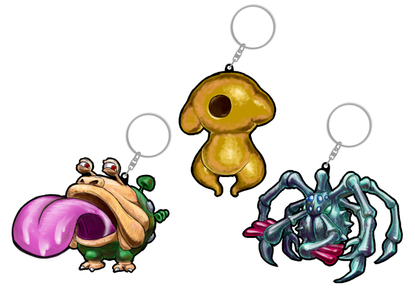 animal_focus, bug, commentary_request, emperor_bulblax, half-closed_eyes, hole_in_head, keychain, long_tongue