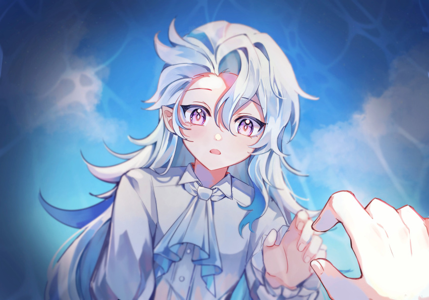 1boy, absurdres, aged_down, blue_hair, cassiopeia19, genshin_impact, hair_between_eyes, highres