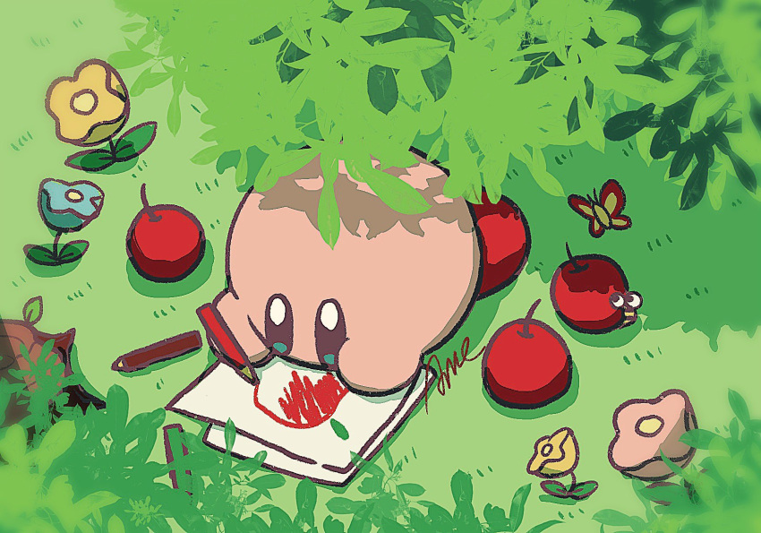 1other, apple, bug, butterfly, butterfly_wings, capiller_(kirby), child's_drawing, colored_skin