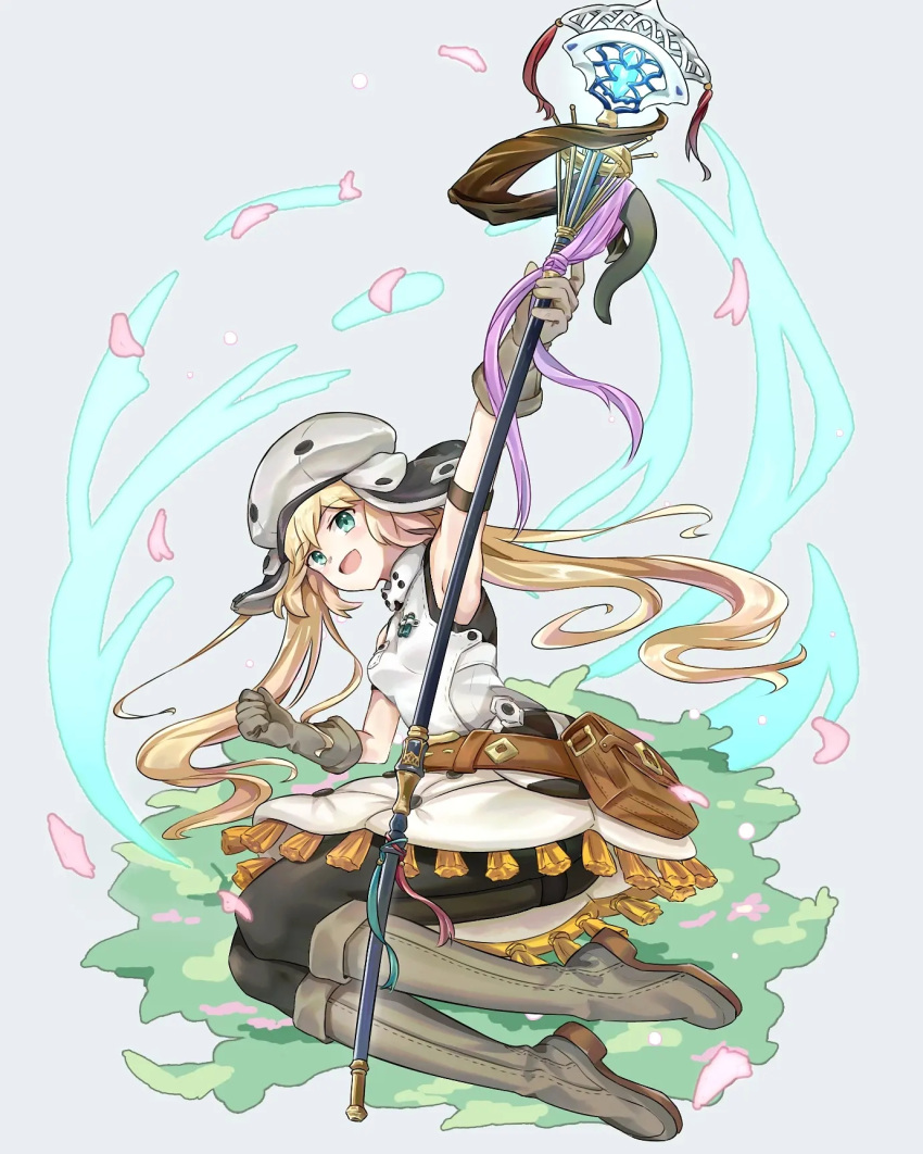 1girl, arm_up, artoria_caster_(fate), artoria_caster_(first_ascension)_(fate), artoria_pendragon_(fate), bag, bare_shoulders, black_pantyhose