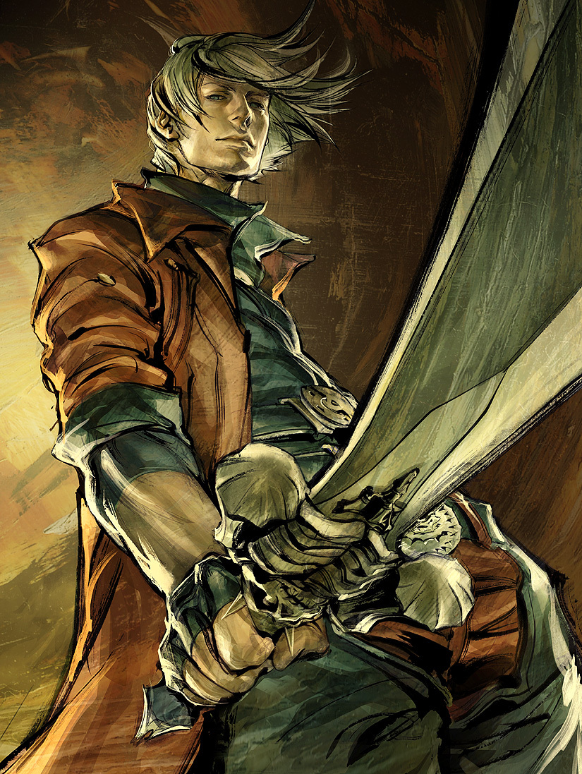1boy, blue_eyes, coat, dante, dante_(devil_may_cry), devil_may_cry, devil_may_cry_(series), devil_may_cry_4