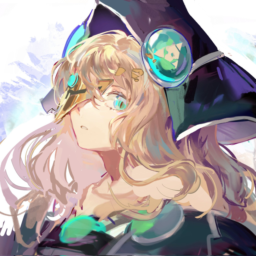 1girl, artist_request, black_headwear, blonde_hair, duel_monster, genni_(yu-gi-oh!), green_eyes, highres