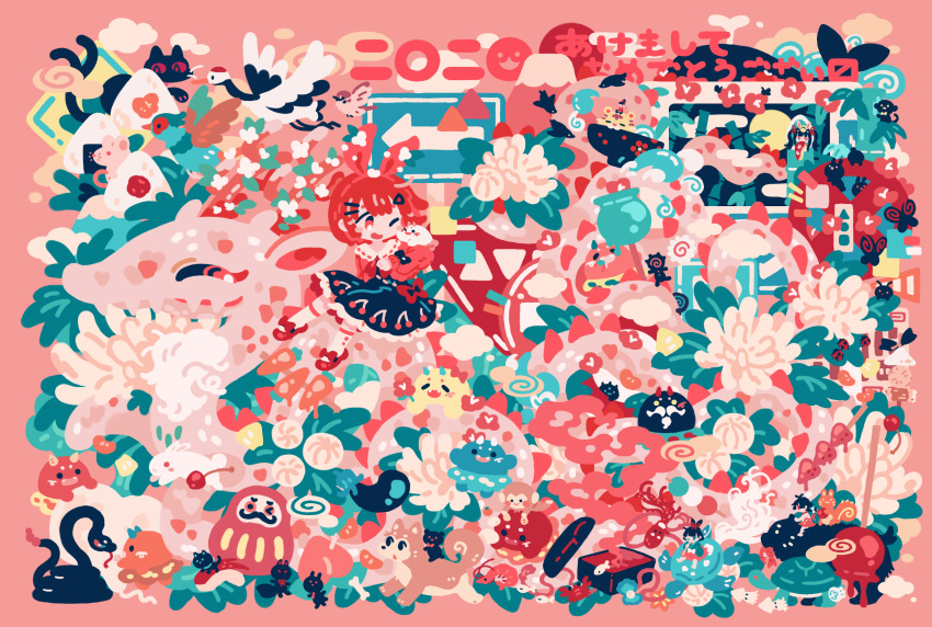 1other, 2024, 3girls, animal, apple_rabbit, bamboo, bird, bird_request