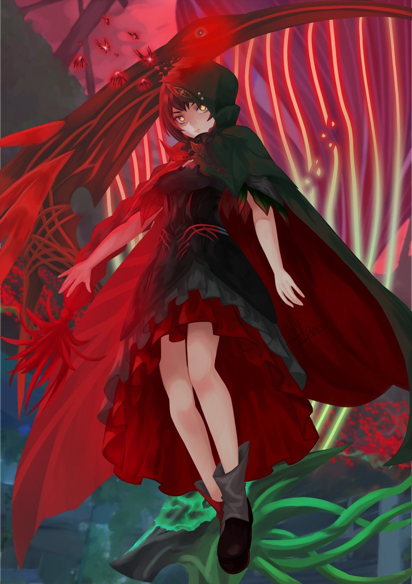 1girl, black_coat, black_dress, black_hair, black_hood, coat, cradle_(punishing:_gray_raven), dress