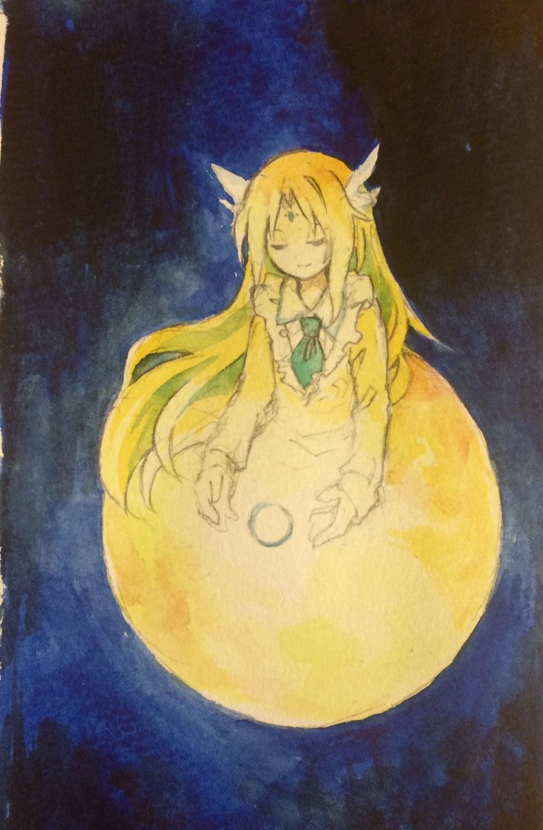 1girl, blonde_hair, closed_eyes, closed_mouth, collared_shirt, commentary_request, flat_chest, forehead_jewel