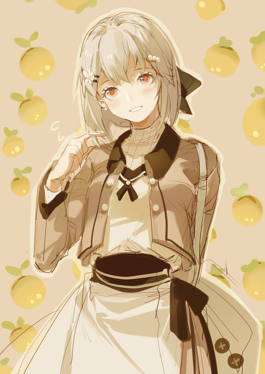 1girl, absurdres, alternate_costume, arm_behind_back, bag, baimanchuan, black_bow, black_sash