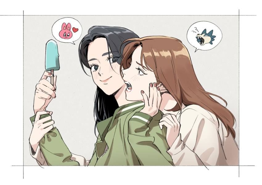 absurdres, black_eyes, black_hair, brown_hair, brown_nails, cho_mi-yeon, closed_mouth, commentary
