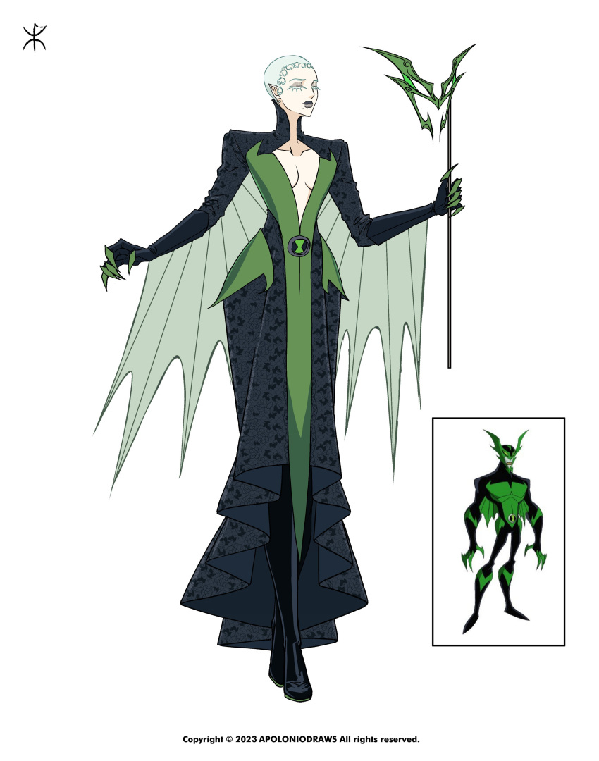 1girl, absurdres, apoloniodraws, ben_10, claws, cleavage_cutout, clothing_cutout, genderswap