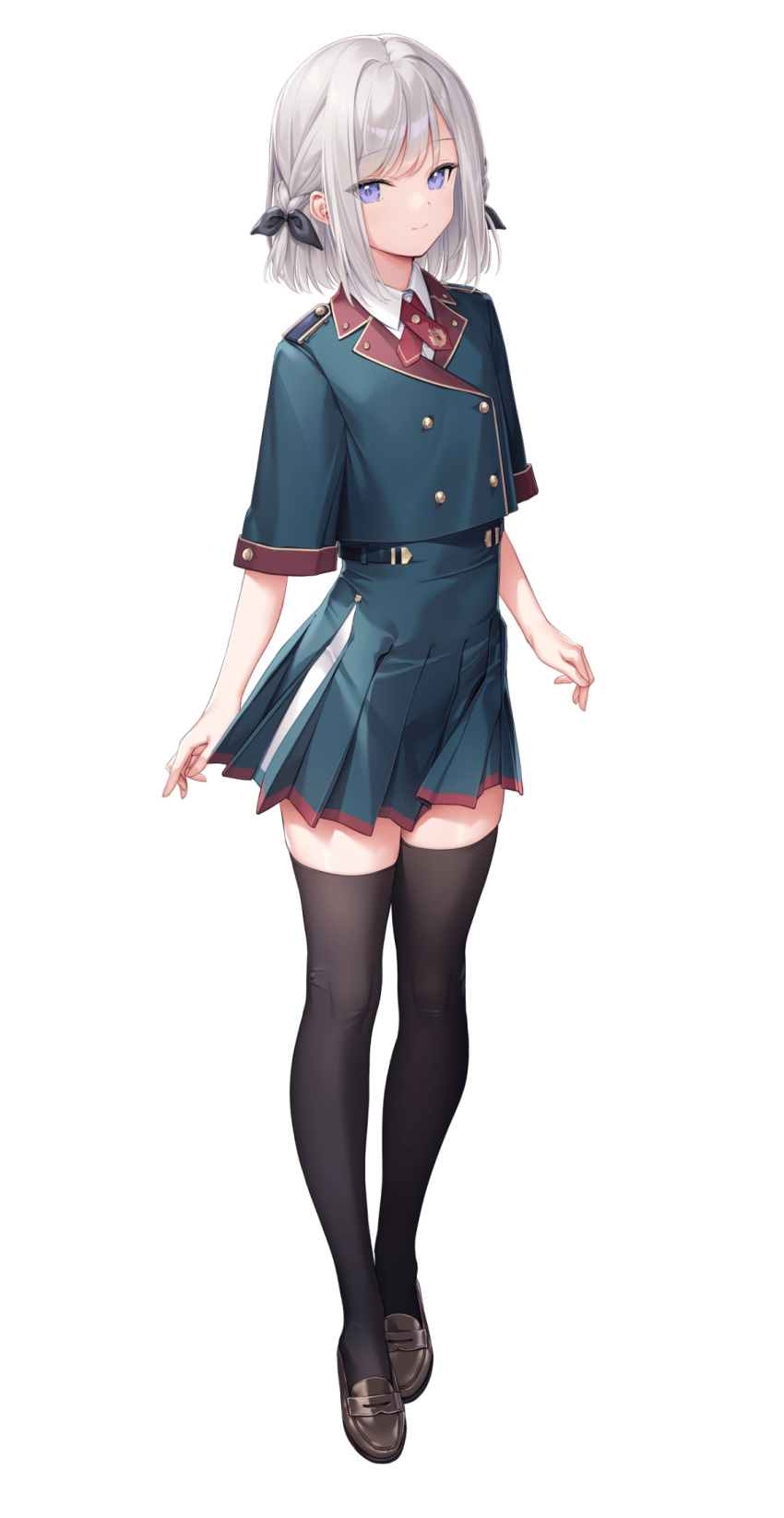 1boy, black_bow, blue_eyes, bow, bowtie, brown_footwear, collared_shirt, crossdressing