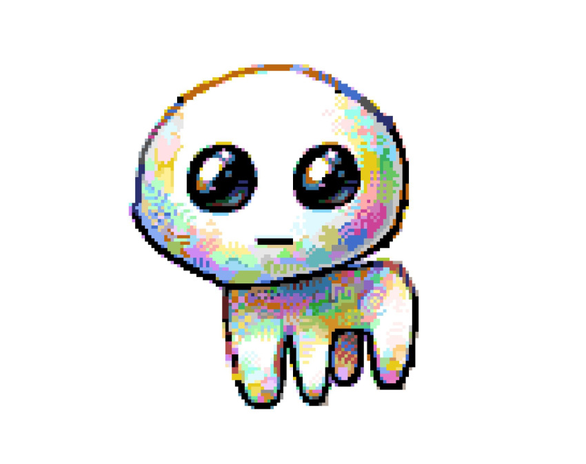 :|, alphons63, black_eyes, closed_mouth, colorful, creature, glowing, glowing_eyes