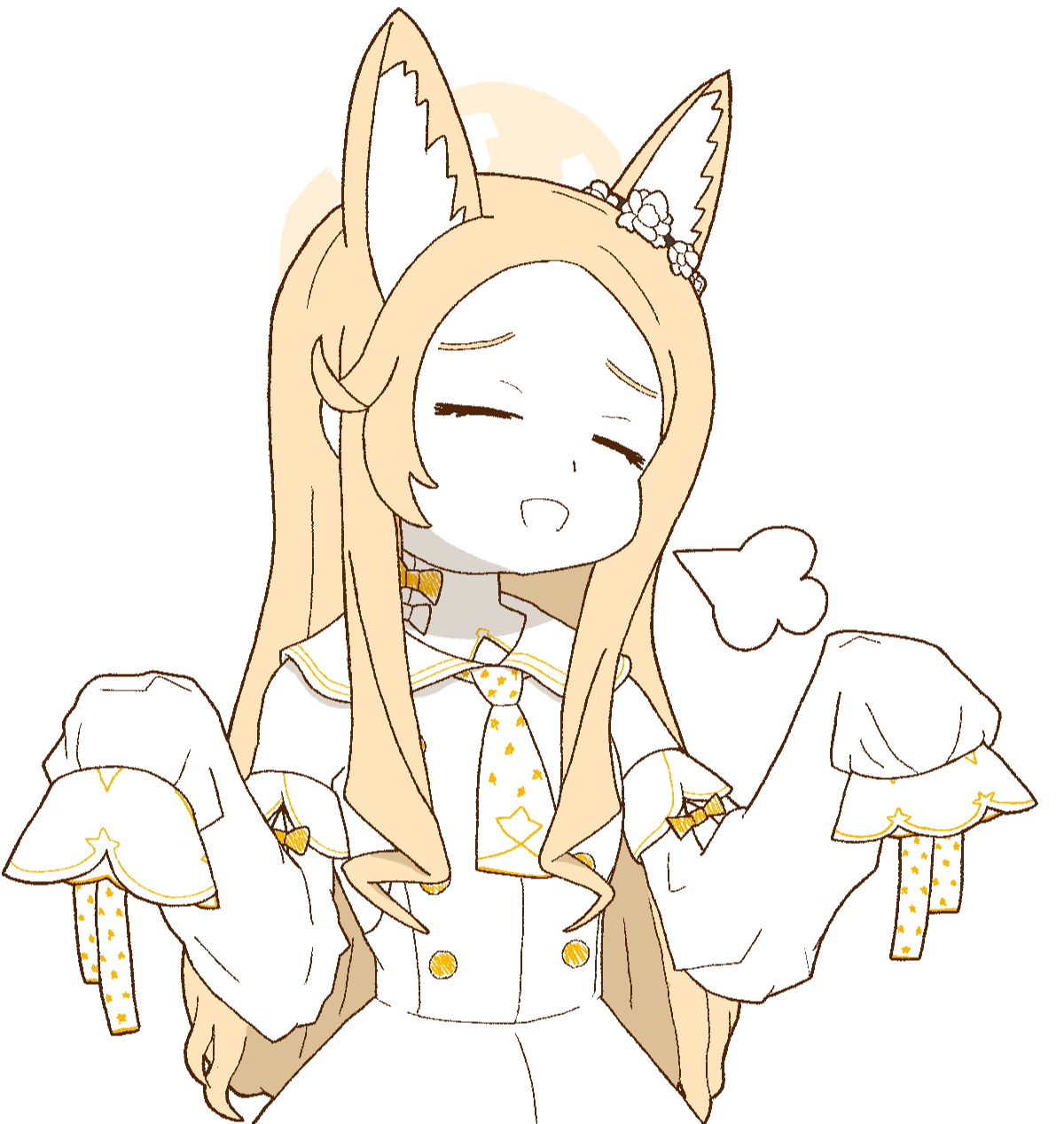 1girl, absurdly_long_hair, animal_ear_fluff, animal_ears, blonde_hair, blue_archive, bow, buttons