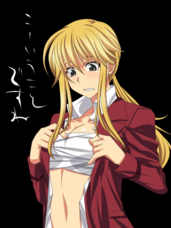 formal, long_hair, mekabu, open_clothes, open_shirt, ponytail, reverse_trap, sarashi