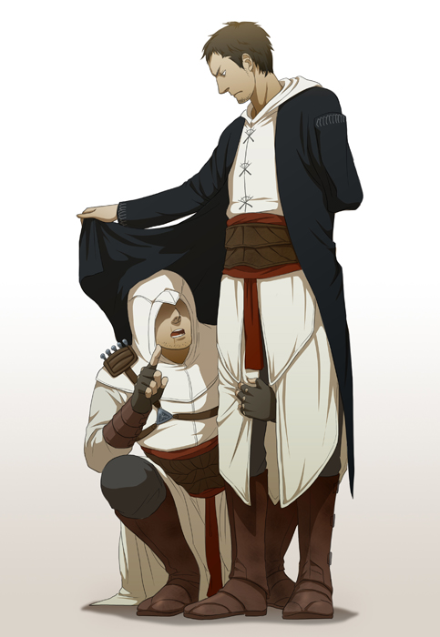 altair_ibn_la-ahad, amputee, assassin's_creed, assassin's_creed, brown_hair, genmaipudding, gloves, hood