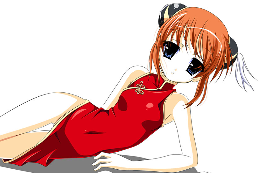 blue_eyes, chinese_clothes, gintama, kagura_(gintama), kasalelia, mattete_koisanman, short_hair, solo