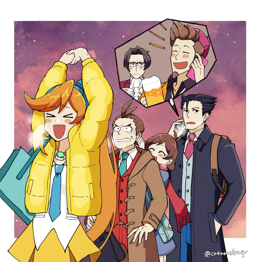 >_<, 2girls, 4boys, :d, ^_^, ace_attorney, apollo_justice, apollo_justice:_ace_attorney