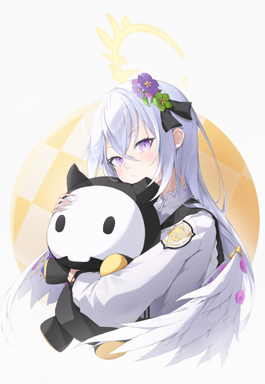 1girl, absurdres, angel_wings, azusa_(blue_archive), black_ribbon, black_sailor_collar, blue_archive, closed_mouth
