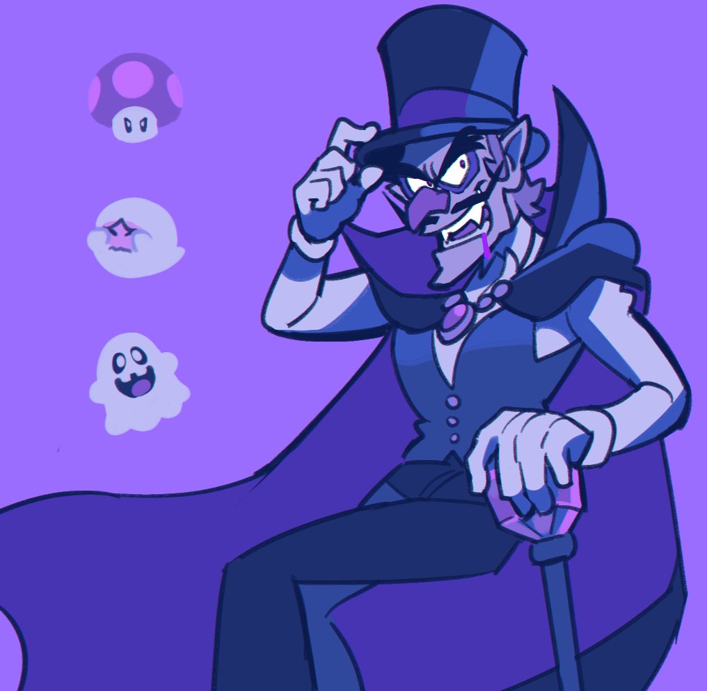 1boy, bags_under_eyes, big_nose, black_eyes, blood, blood_drip, boo_(mario), brown_hair