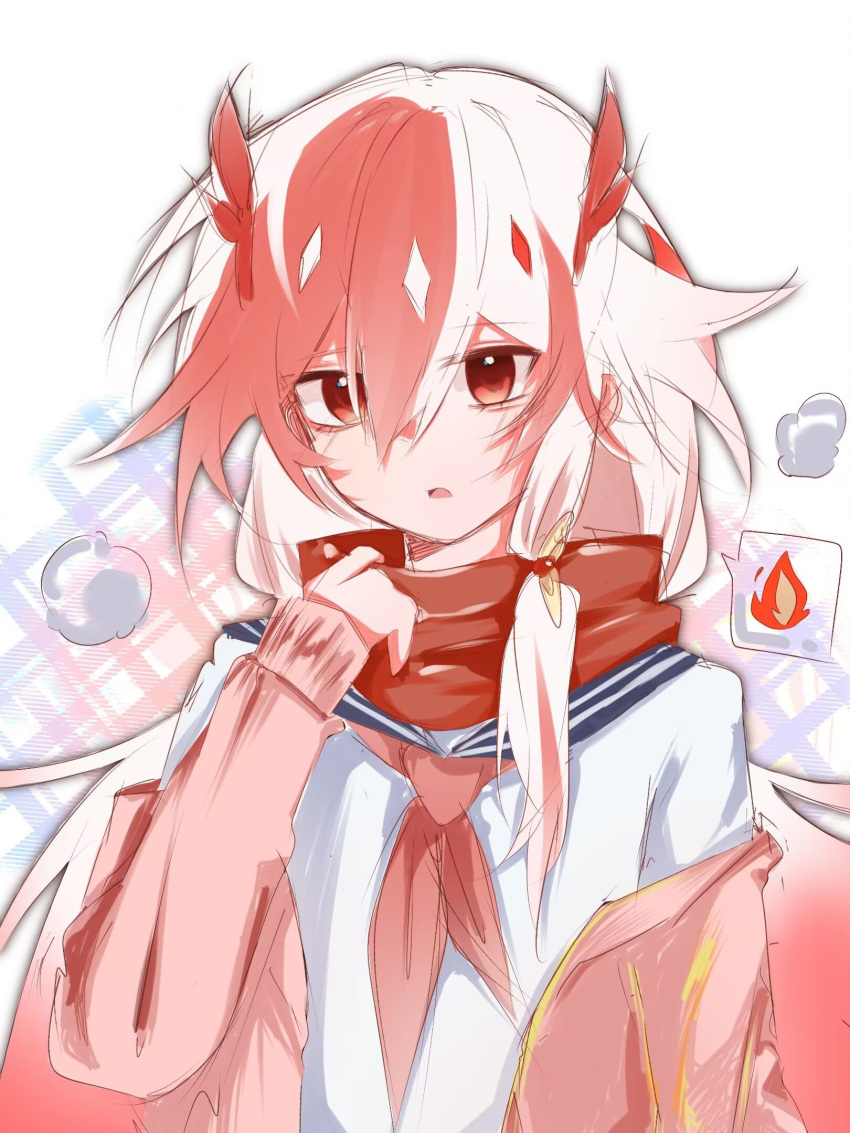 1girl, eyeliner, fire, fu_hua, fu_hua_(fenghuang_of_vicissitude), hair_between_eyes, highres, honkai_(series)
