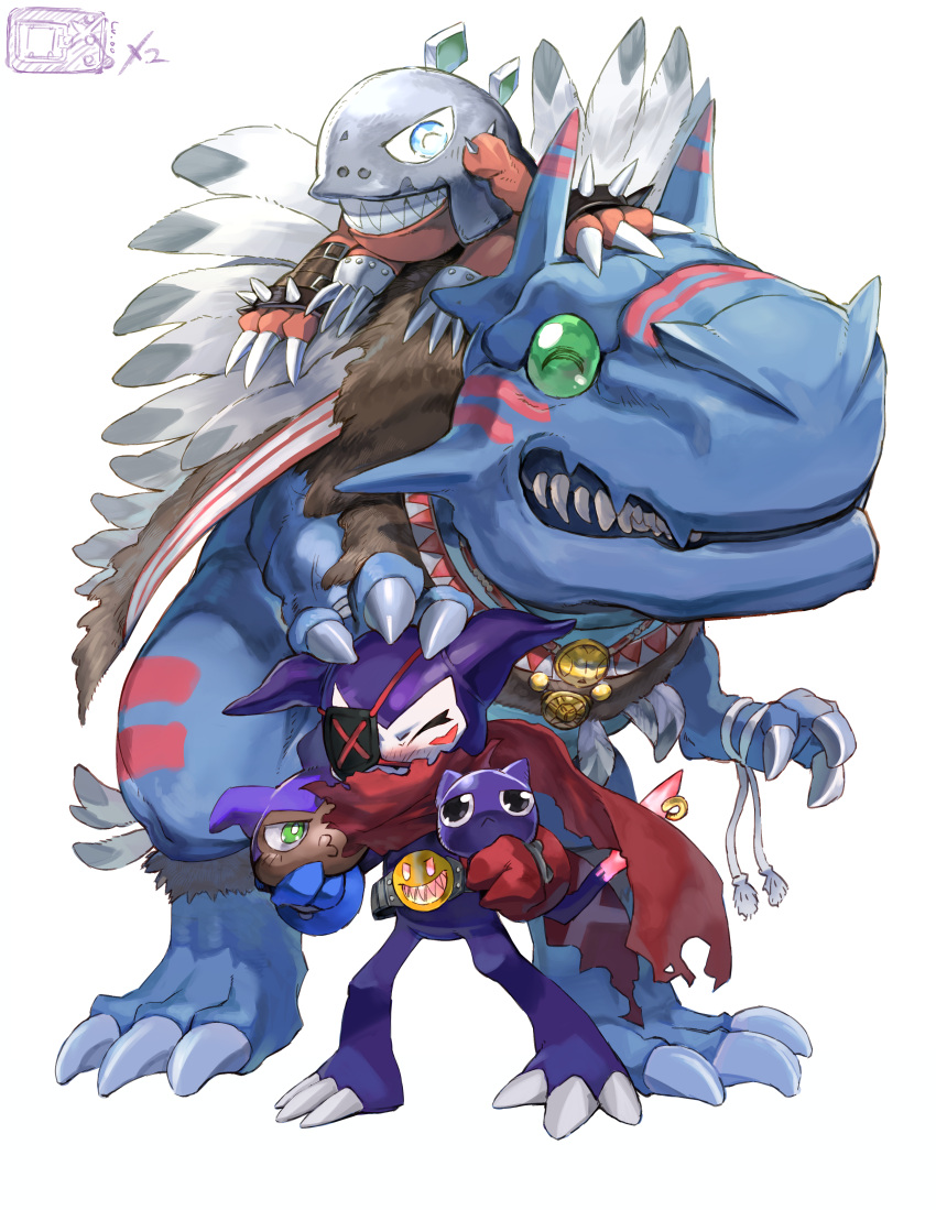 :<, ^_^, absurdres, allomon, allomon_x-antibody, asymmetrical_gloves, belt, black_eyes