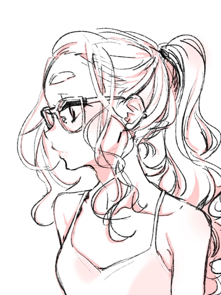1girl, bare_shoulders, camisole, commentary_request, dekomegane, expressionless, glasses, long_hair