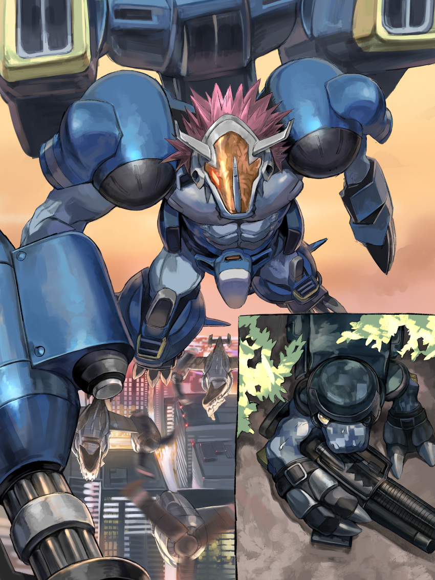 absurdres, brigadramon, building, camouflage, cargodramon, commandramon, digimon, digimon_(creature)