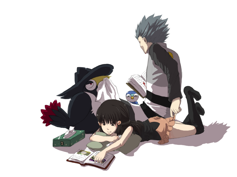 <o><o>, 1boy, 1girl, akagi_(pokemon), bad_id, blood, dress, hikari_(pokemon)