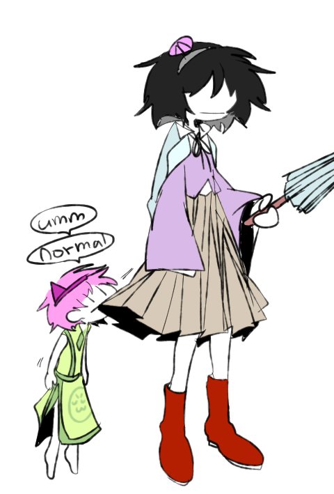 2others, amanomiya_jun, androgynous, barefoot, biting_another's_clothes, black_hair, black_ribbon, blue_cape
