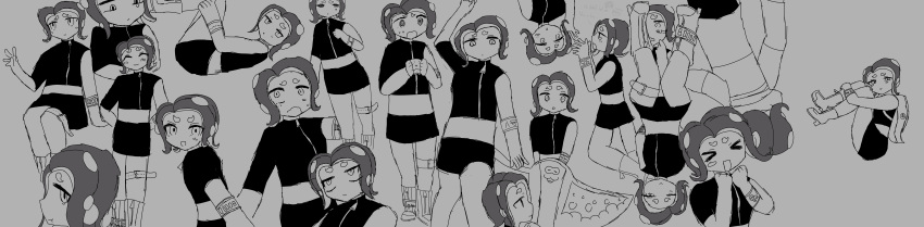 >_<, 6+girls, @_@, absurdres, agent_8_(splatoon), big_man_(splatoon), blush, clone