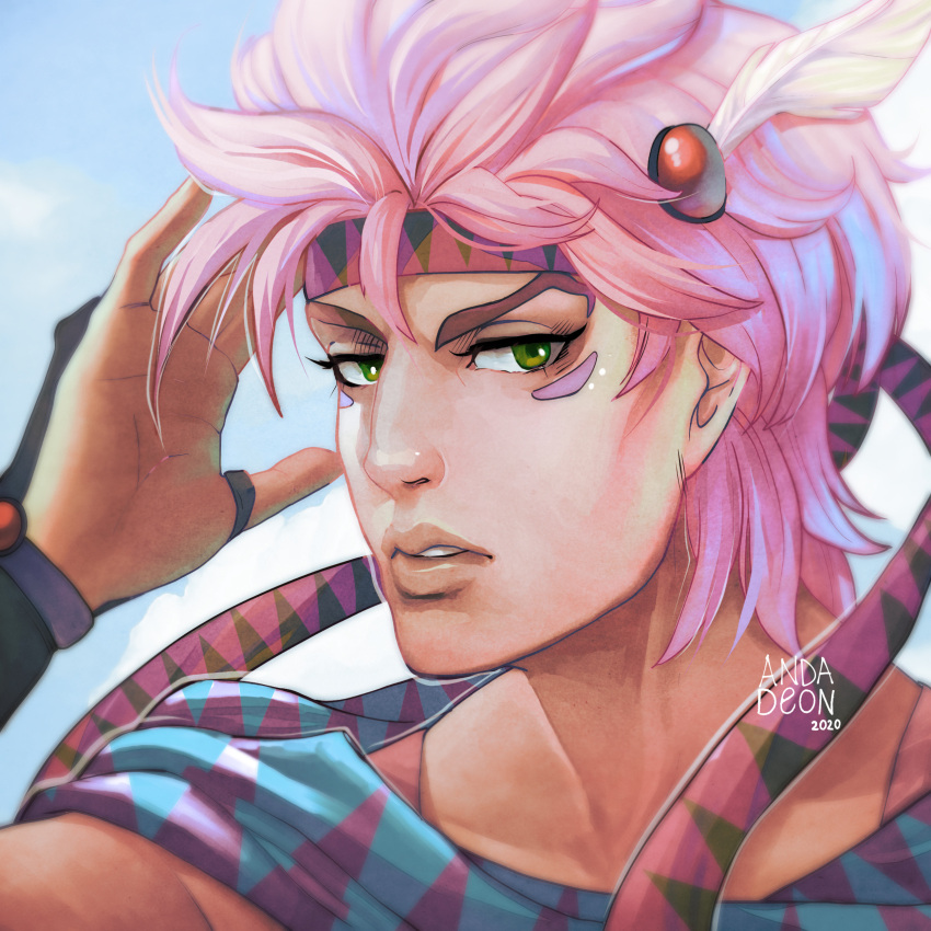 1boy, 2020, absurdres, andarix, battle_tendency, caesar_anthonio_zeppeli, commentary, english_commentary